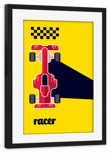 Poster mit Rahmen schwarz "Racer 06" artboxONE - Typografie,Sport / Motorsport,Geometrie,Automobile,Sport