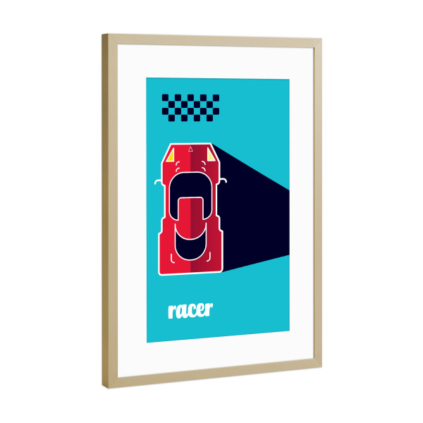 Poster mit Rahmen Gold "Racer 05" artboxONE - Typografie,Sport / Motorsport,Geometrie,Automobile,Sport