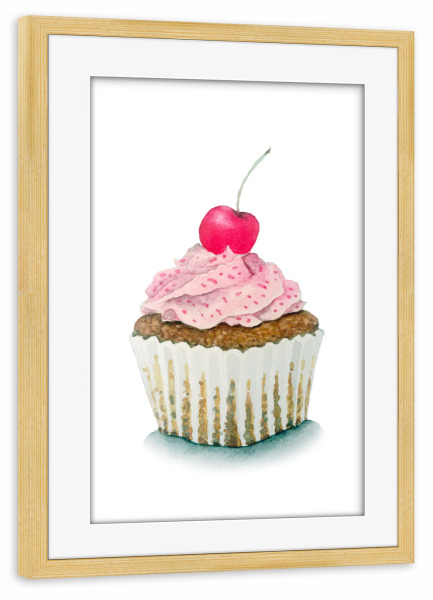 Poster mit Rahmen kiefer "Cupcakes watercolor n.1" artboxONE - Essen & Trinken,Fashion
