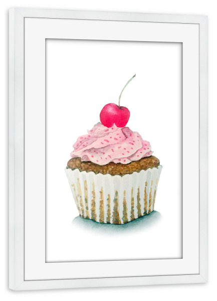 Poster mit Rahmen weiß "Cupcakes watercolor n.1" artboxONE - Essen & Trinken,Fashion