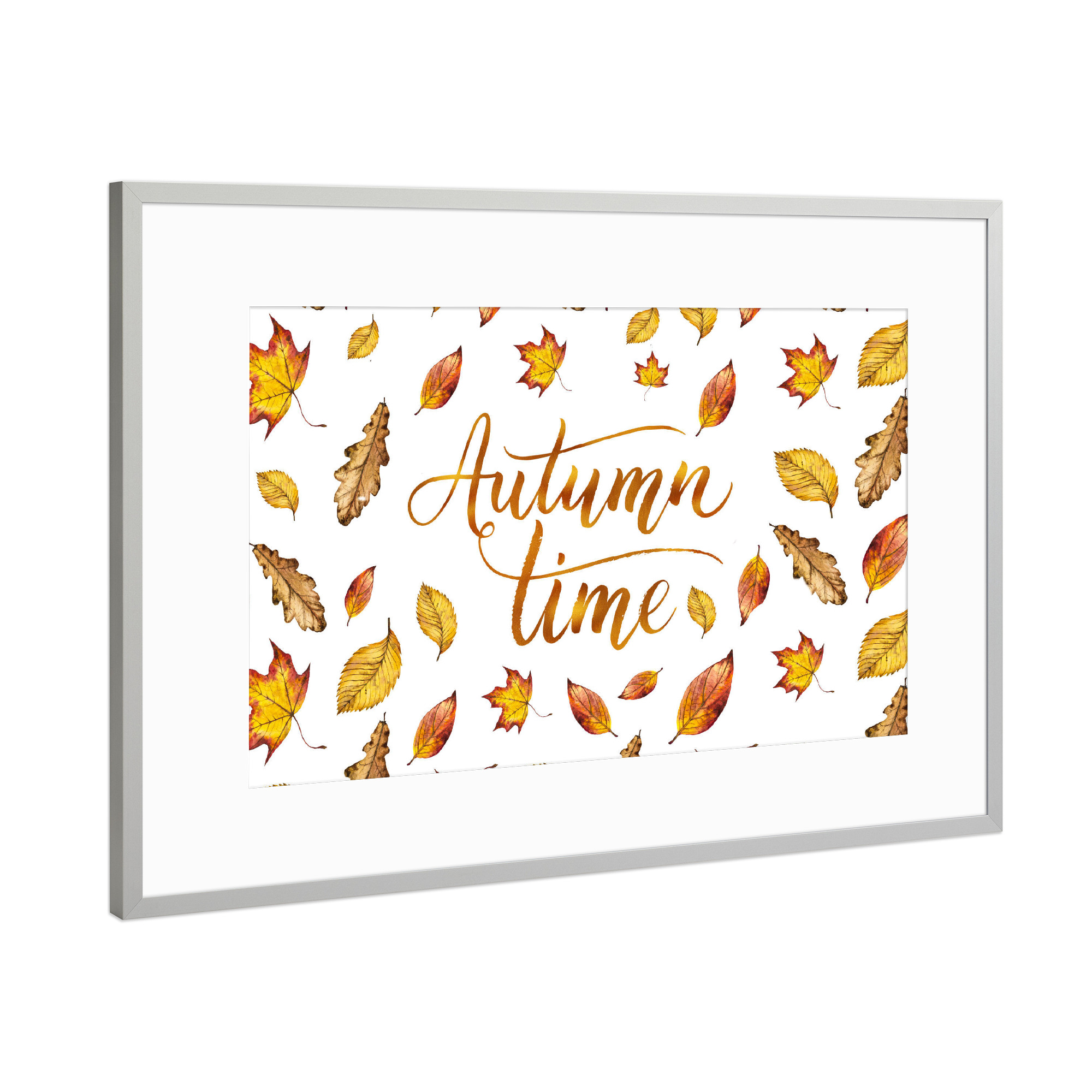 Poster mit Rahmen Silber "Autumn Time" artboxONE - Typografie,Natur,Floral
