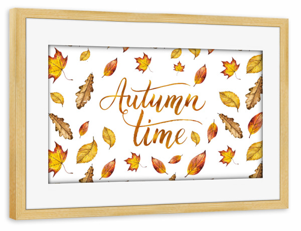 Poster mit Rahmen kiefer "Autumn Time" artboxONE - Typografie,Natur,Floral