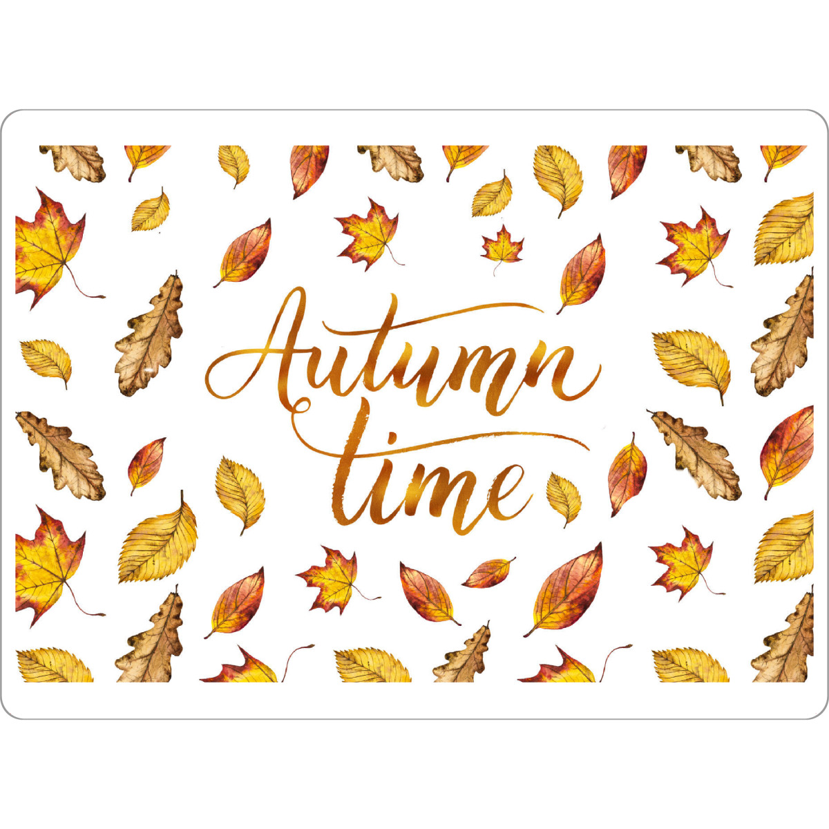 Tischset "Autumn Time" artboxONE - Typografie,Natur,Floral - Autumn,Time,Fall,Hello fall,Autumn time,Orange,Nature,Leaves,Watercolor,Gold