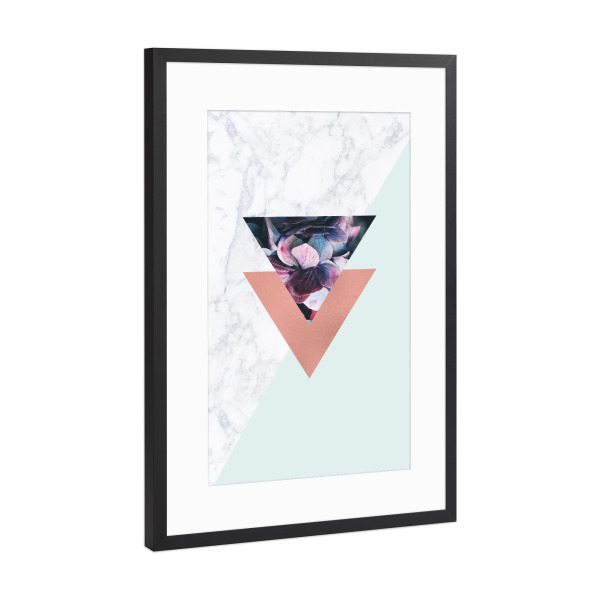 Poster mit Rahmen Schwarz (Metallic) "Rose Gold Marble Geometric" artboxONE - Floral,Geometrie,Marmor