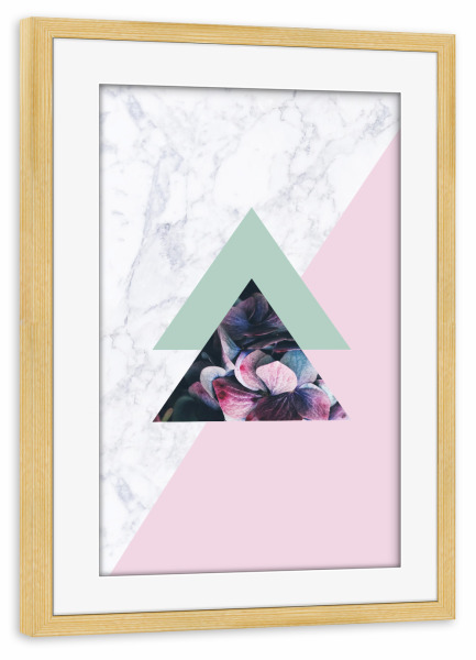 Poster mit Rahmen kiefer "Geometric Marble Floral" artboxONE - Floral,Geometrie,Marmor