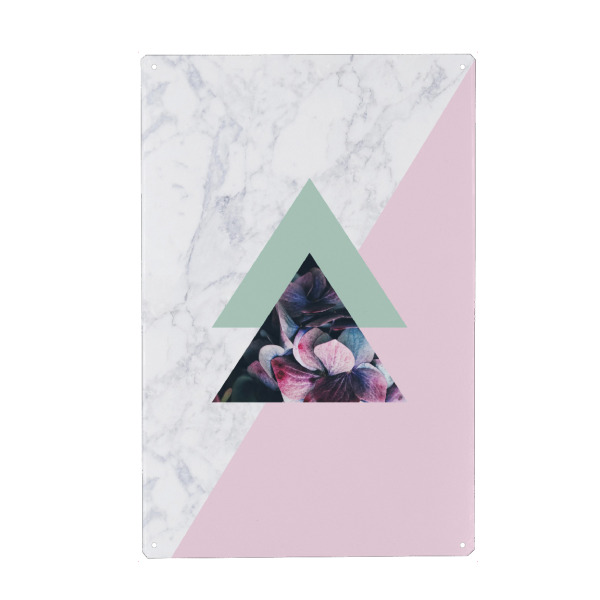 Metall Poster "Geometric Marble Floral" artboxONE - Floral,Geometrie,Marmor