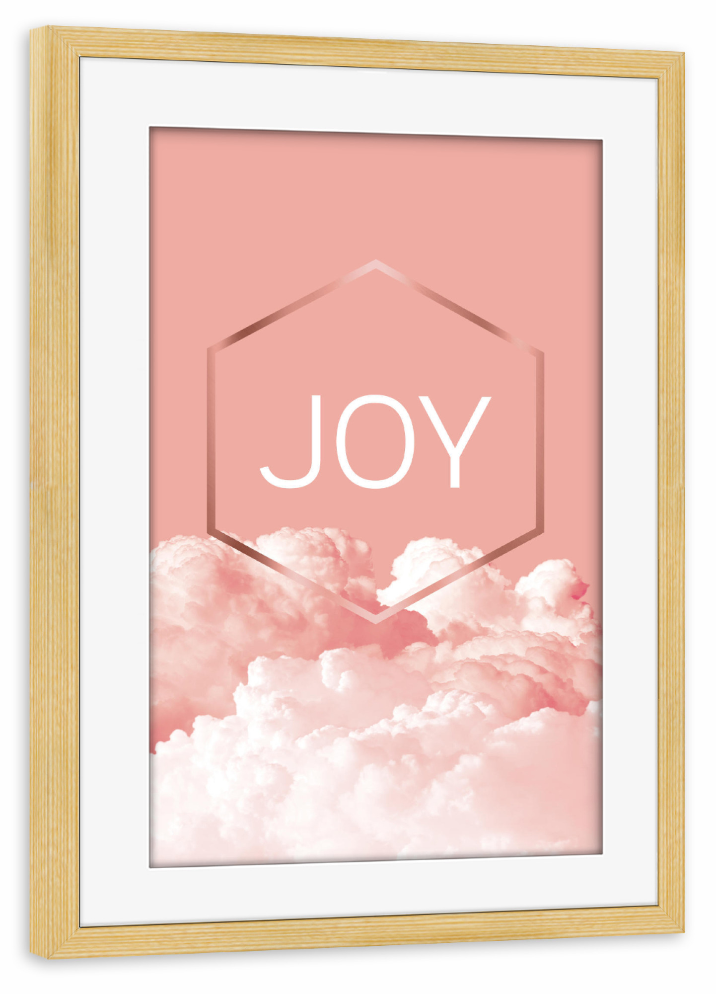 Poster mit Rahmen kiefer "Joy" artboxONE - Typografie,Natur,Abstrakt,Geometrie