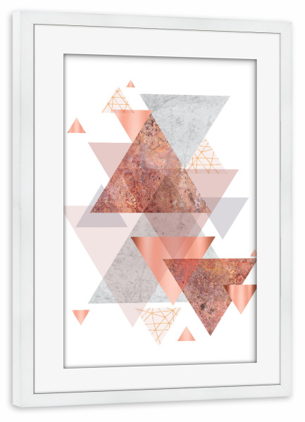 Poster mit Rahmen weiß "Rose Gold Geometric" artboxONE - Abstrakt,Geometrie - Geometric,Rose,Gold,Triangle
