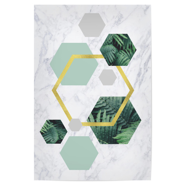 Poster 30x20 cm "Gold Foil Geometric Leaves" artboxONE - Geometrie,Marmor