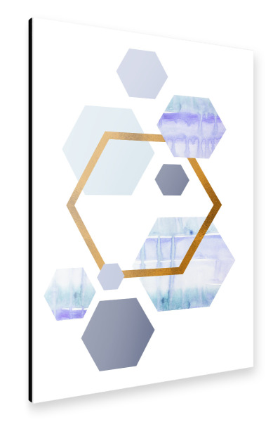 Alu-Dibond "Bronze Foil Geometric Watercolour" 30x20 cm artboxONE