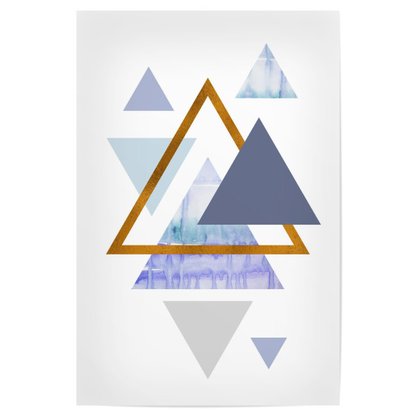 Poster 30x20 cm "Bronze Geometric Blue Watercolour" artboxONE - Geometrie