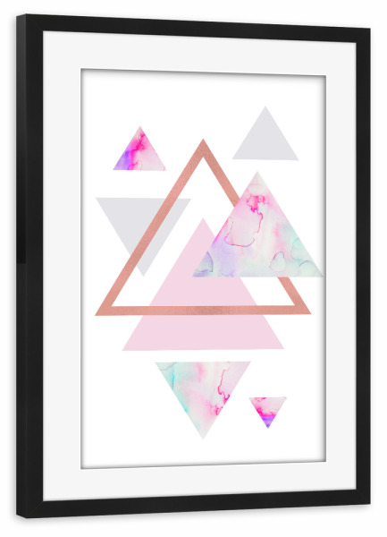 Poster mit Rahmen schwarz "Rose Gold Geometric Watercolour 2" artboxONE - Geometrie
