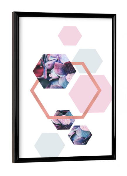 Poster mit schwarzem Rahmen "Geometric Florals Rose Gold" artboxONE - Floral,Geometrie