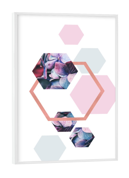 Poster mit weißem Rahmen "Geometric Florals Rose Gold" artboxONE - Floral,Geometrie