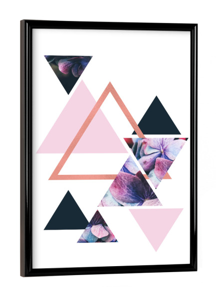 Poster mit schwarzem Rahmen "Rose Gold Geometric Floral" artboxONE - Floral,Abstrakt,Geometrie,Für Mama