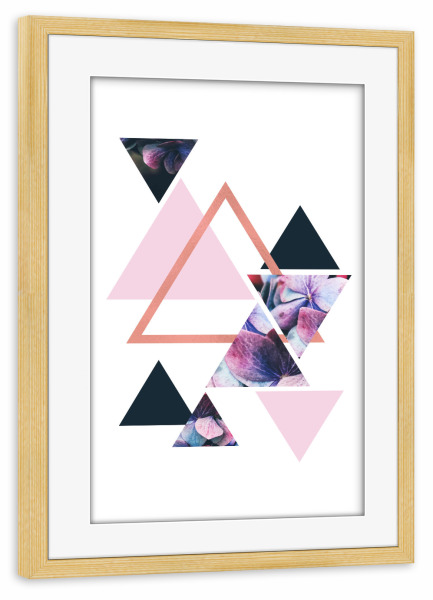 Poster mit Rahmen kiefer "Rose Gold Geometric Floral" artboxONE - Floral,Abstrakt,Geometrie,Für Mama