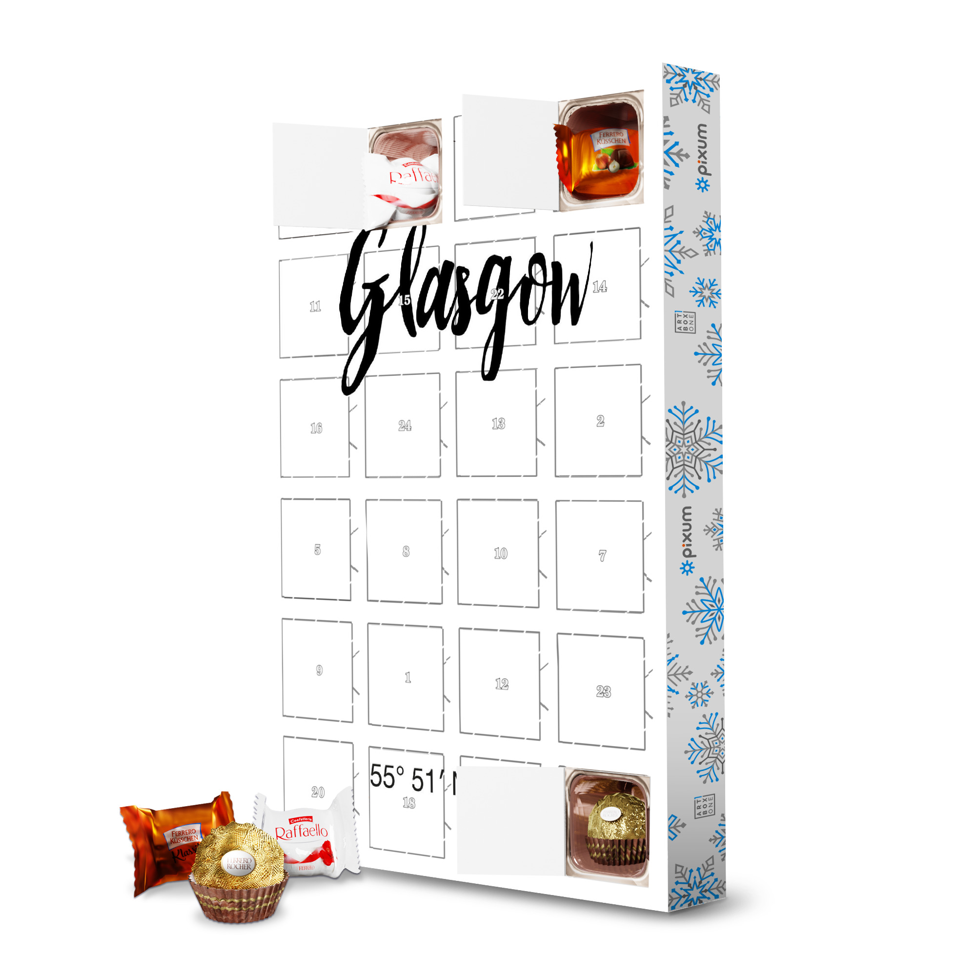 Adventskalender mit Ferrero Pralinen Glasgow 2 artboxONE Adventskalender Städte