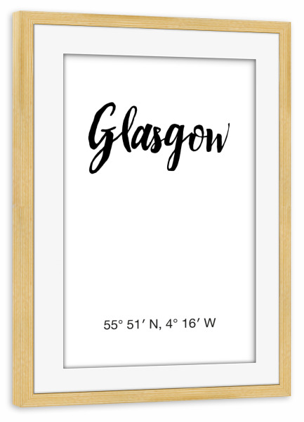 Poster mit Rahmen kiefer "Glasgow 2" artboxONE - Städte,Schwarzweiß - Glasgow