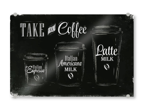 Acrylglasbild "Set coffee drinking cup" artboxONE - Essen & Trinken,Schwarzweiß
