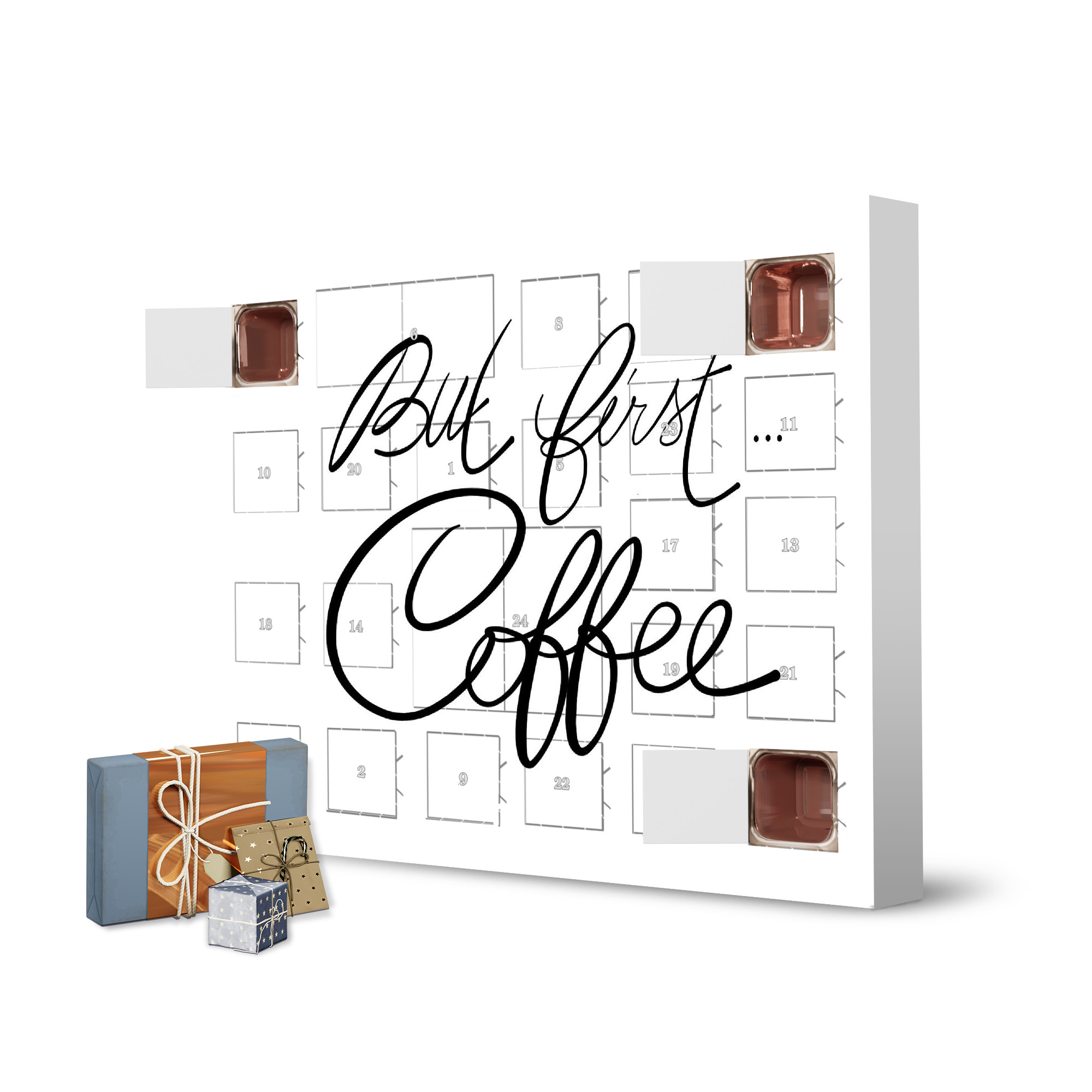 Adventskalender zum Selbstbefüllen But first ... coffee! n.1 artboxONE Adventskalender Typografie
