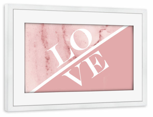 Poster mit Rahmen weiß "Pink marble with Love" artboxONE - Liebe,Fashion,Marmor - Pink,Marble,Love,Passion,Girly,Romantic,Minimal