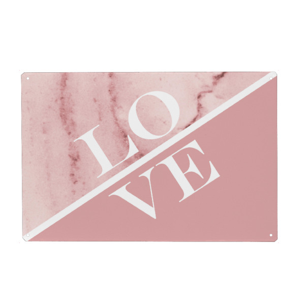 Metall Poster "Pink marble with Love" artboxONE - Liebe,Fashion,Marmor - Pink,Marble,Love,Passion,Girly,Romantic,Minimal - Blechschild