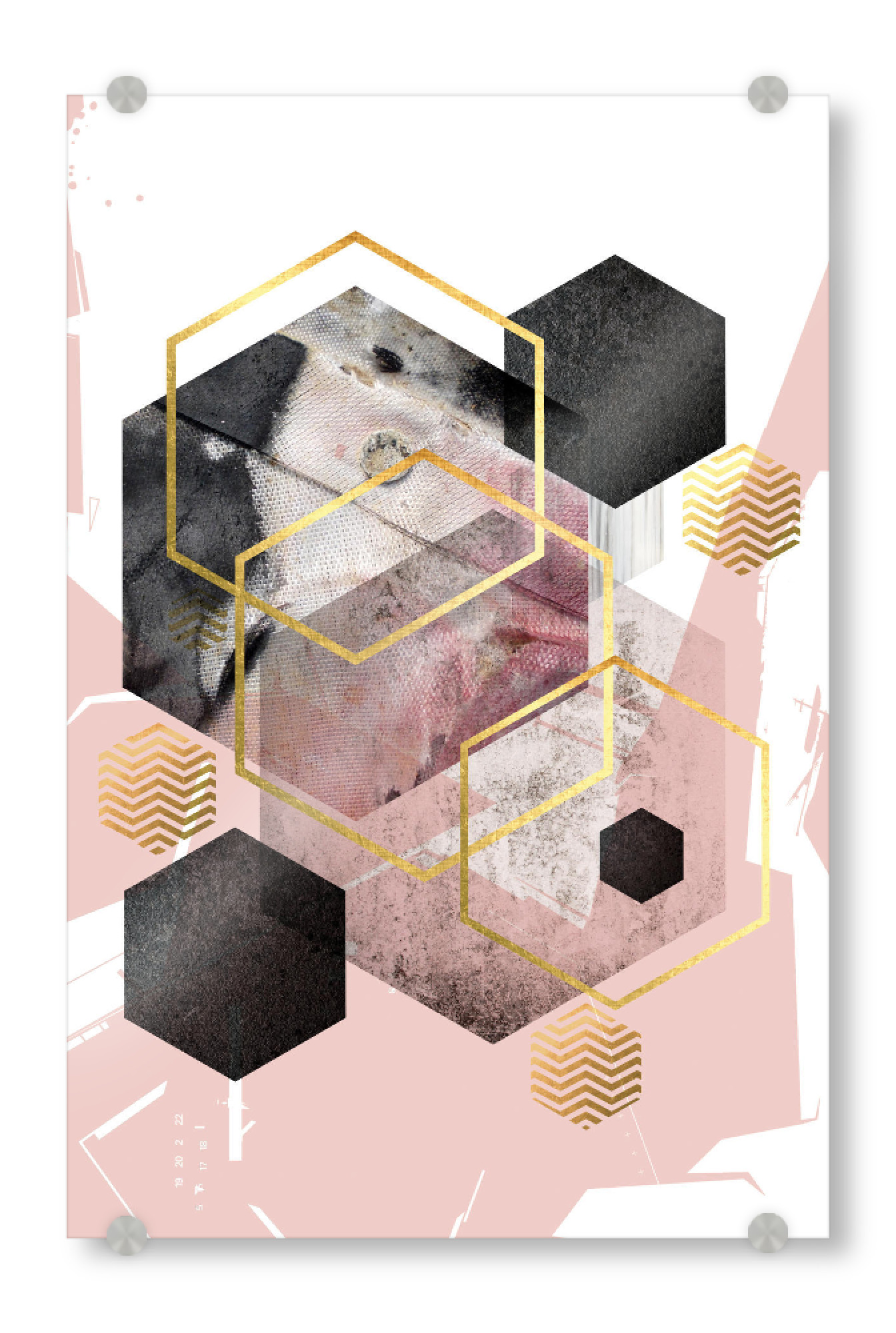 Acrylglasbild "Abstract Hexagonal Geo" artboxONE - Abstrakt,Geometrie - Geometric,Abstract,Hexagonal,Rose,Gold