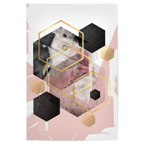 Poster 30x20 cm "Abstract Hexagonal Geo" artboxONE - Abstrakt,Geometrie - Geometric,Abstract,Hexagonal,Rose,Gold