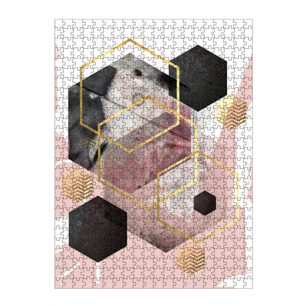 artboxONE Puzzle "Abstract Hexagonal Geo" artboxONE - Abstrakt,Geometrie - Geometric,Abstract,Hexagonal,Rose,Gold - Bild geometric