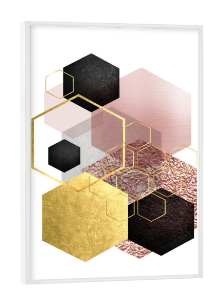 Poster mit weißem Rahmen "Abstract Hexagons" artboxONE - Abstrakt,Geometrie