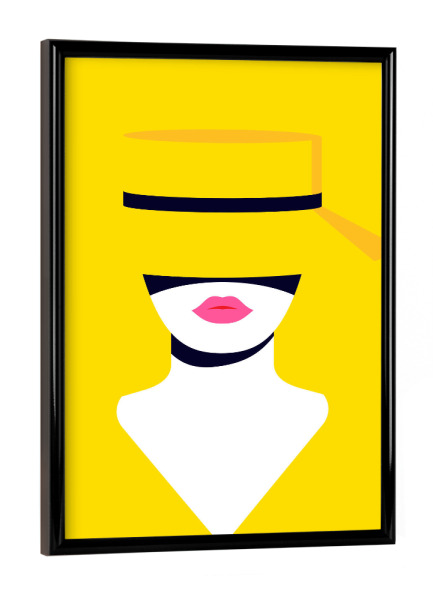 Poster mit schwarzem Rahmen "Woman in yellow hat" artboxONE - Fashion