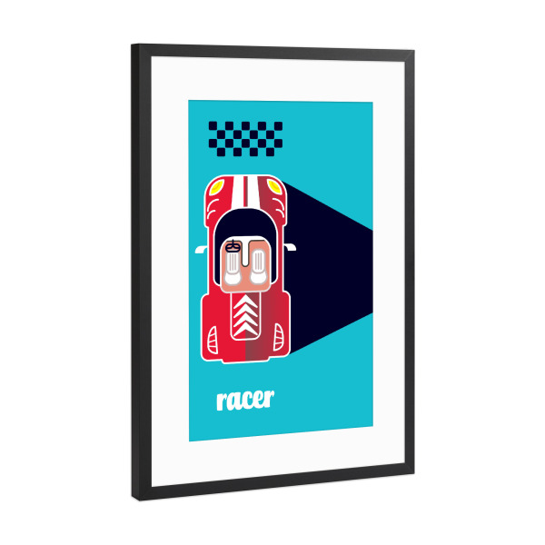 Poster mit Rahmen Schwarz (Metallic) "Racer" artboxONE - Typografie,Reise,Sport / Motorsport,Automobile,Sport,Männer