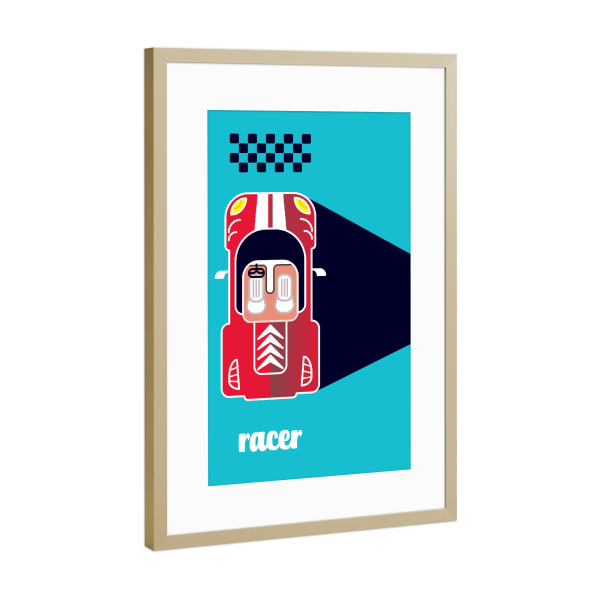Poster mit Rahmen Gold "Racer" artboxONE - Typografie,Reise,Sport / Motorsport,Automobile,Sport,Männer
