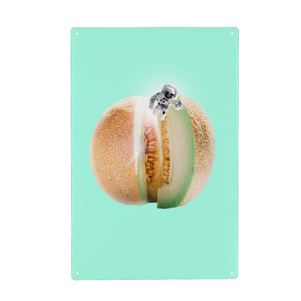 Holzbild "HONEYMOON MELON" artboxONE - Essen & Trinken,Abstrakt,Fiktion,Essen & Trinken / Obst & Gemüse,Galaxy