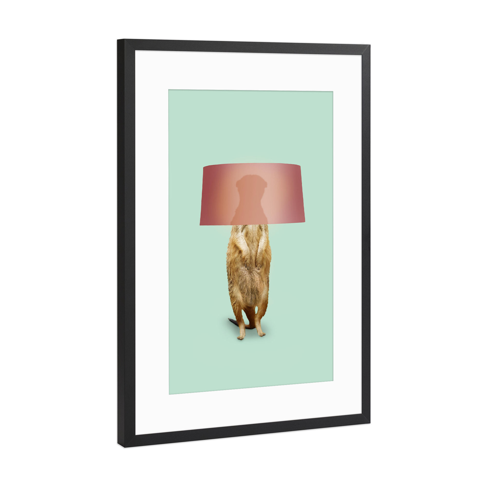 Poster mit Rahmen Schwarz (Metallic) "Erdmännchen Lampe" artboxONE - Tiere,Abstrakt,Reise / Afrika,Fiktion