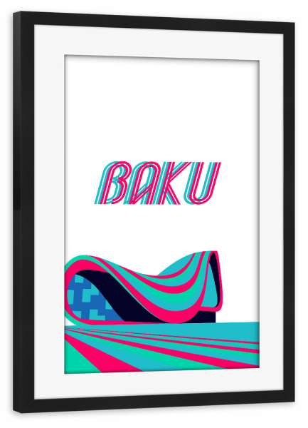 Poster mit Rahmen schwarz "City of Baku" artboxONE - Städte,Reise,Architektur