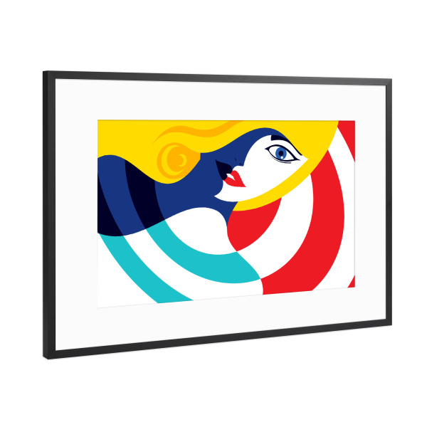 Poster mit Rahmen Schwarz (Metallic) "Blonde Girl in Sailor shirt" artboxONE - Fashion,Für Mama