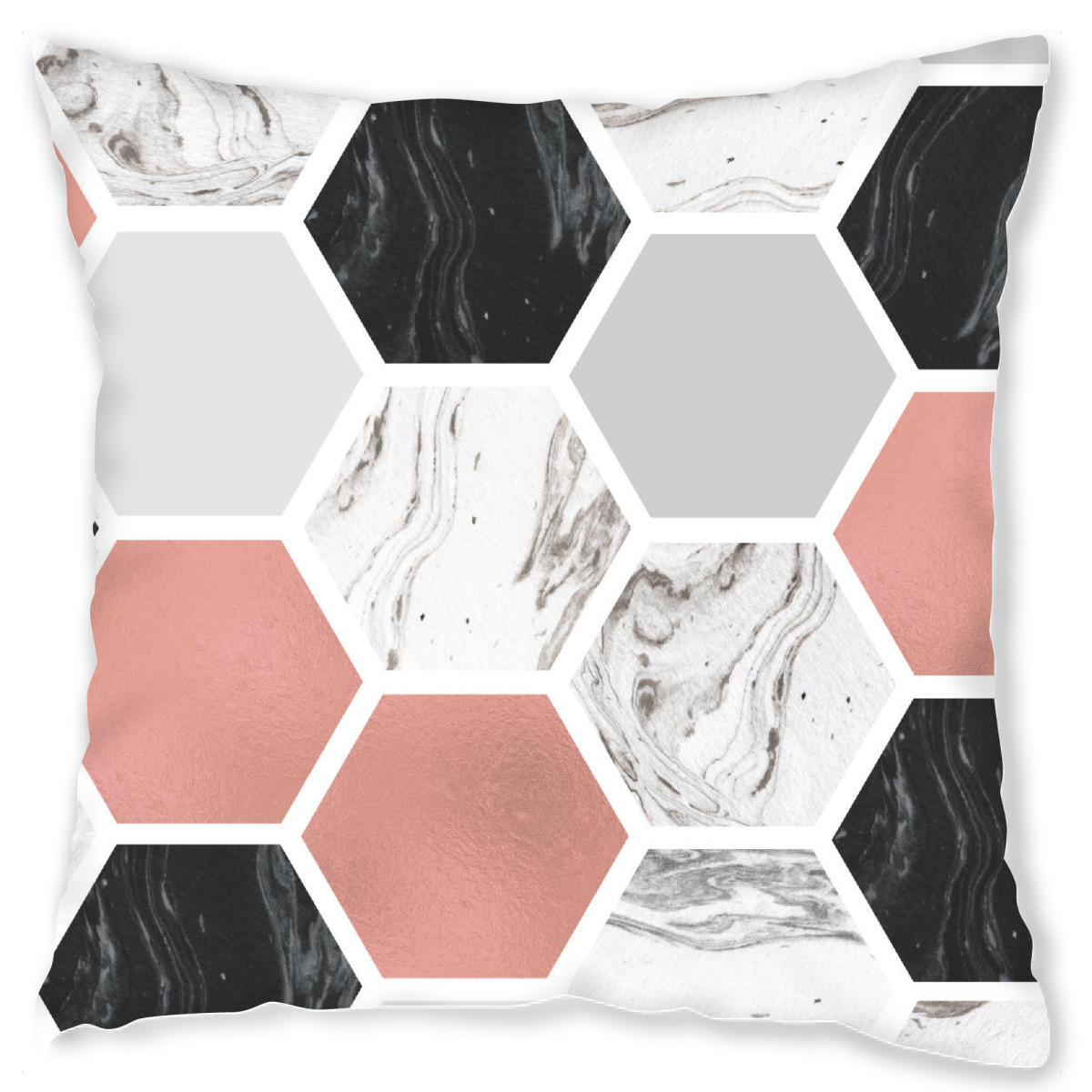 Design-Kissen "Marble Rose Gold Geometric Pattern" artboxONE - Abstrakt,Schwarzweiߟ,Geometrie,Marmor