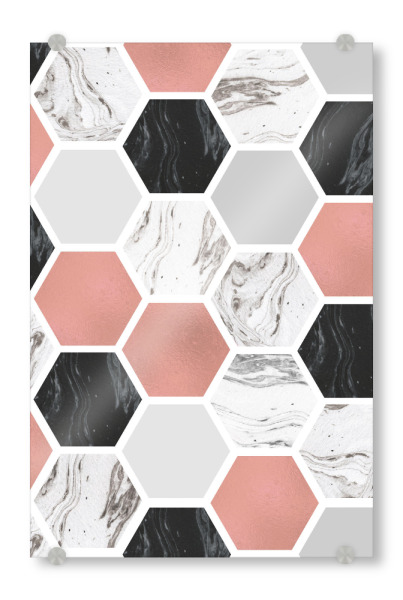 Acrylglasbild "Marble Rose Gold Geometric Pattern" artboxONE - Abstrakt,Schwarzweiß,Geometrie,Marmor