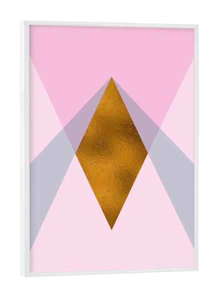 Poster mit weißem Rahmen "Pink Bronze Foil Geometric" artboxONE - Abstrakt,Geometrie