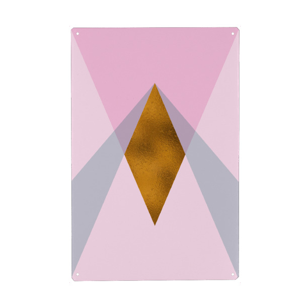 Metall Poster "Pink Bronze Foil Geometric" artboxONE - Abstrakt,Geometrie