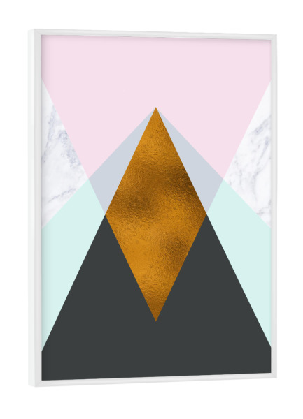 Poster mit weißem Rahmen "Geometric Mountain Peak" artboxONE - Geometrie,Marmor