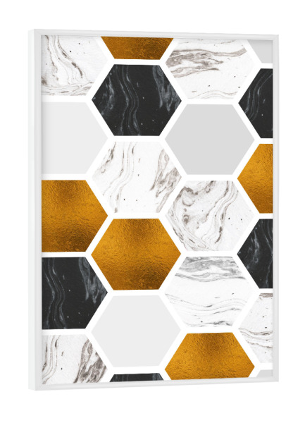 Poster mit weißem Rahmen "Bronze Marble Geometric Pattern" artboxONE - Abstrakt,Schwarzweiß,Geometrie,Marmor