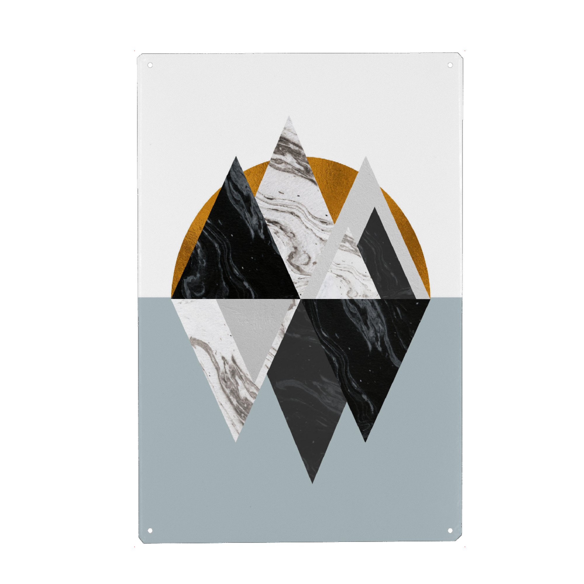 Metall Poster "Geometric Mountain Landscape 2" artboxONE - Natur,Abstrakt,Schwarzweiß,Geometrie,Marmor