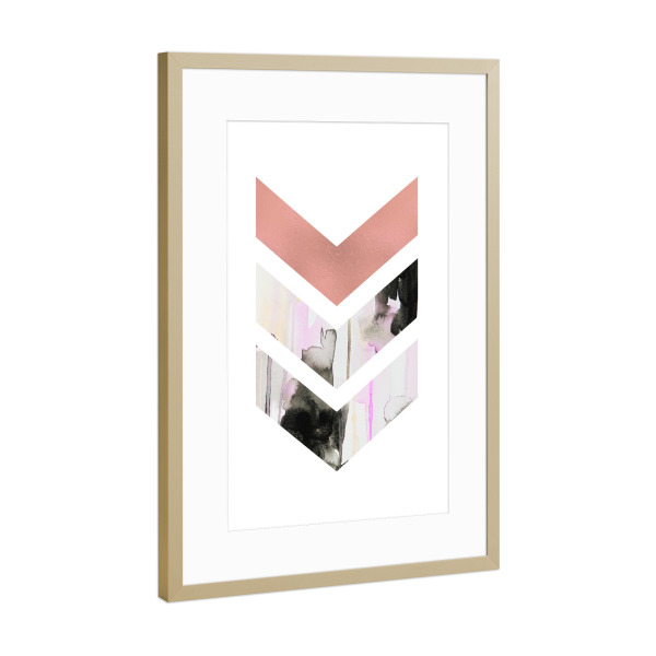 Poster mit Rahmen Gold "Rose Gold Black White Abstract" artboxONE - Abstrakt,Schwarzweiß,Geometrie