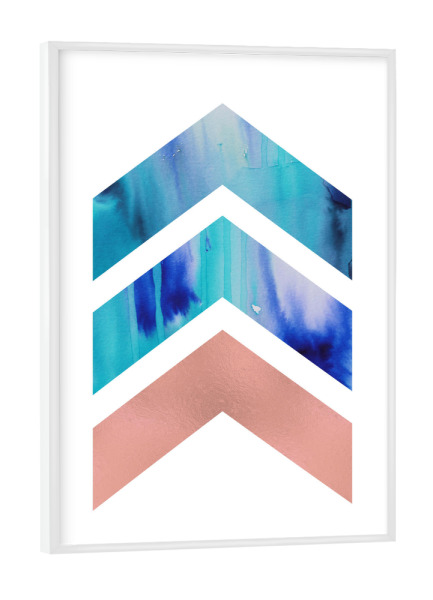 Poster mit weißem Rahmen "Rose Gold Ocean Watercolours" artboxONE - Geometrie,Reise / Strand und Meer