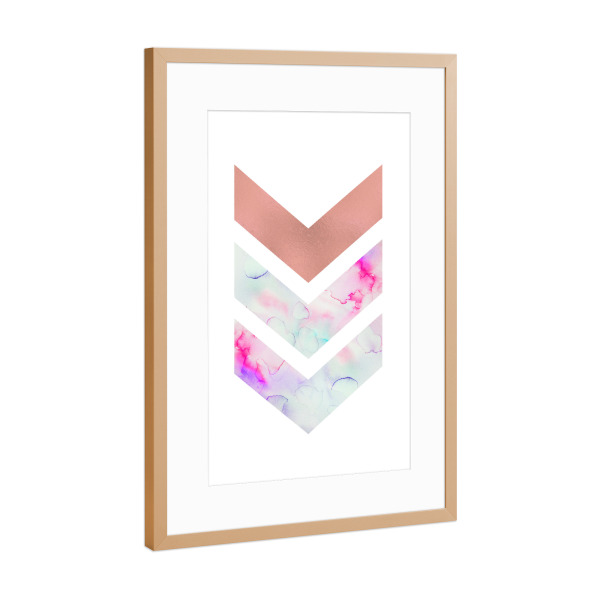 Poster mit Rahmen Kupfer "Rose Gold Geometric Pink Wall Art" artboxONE - Geometrie