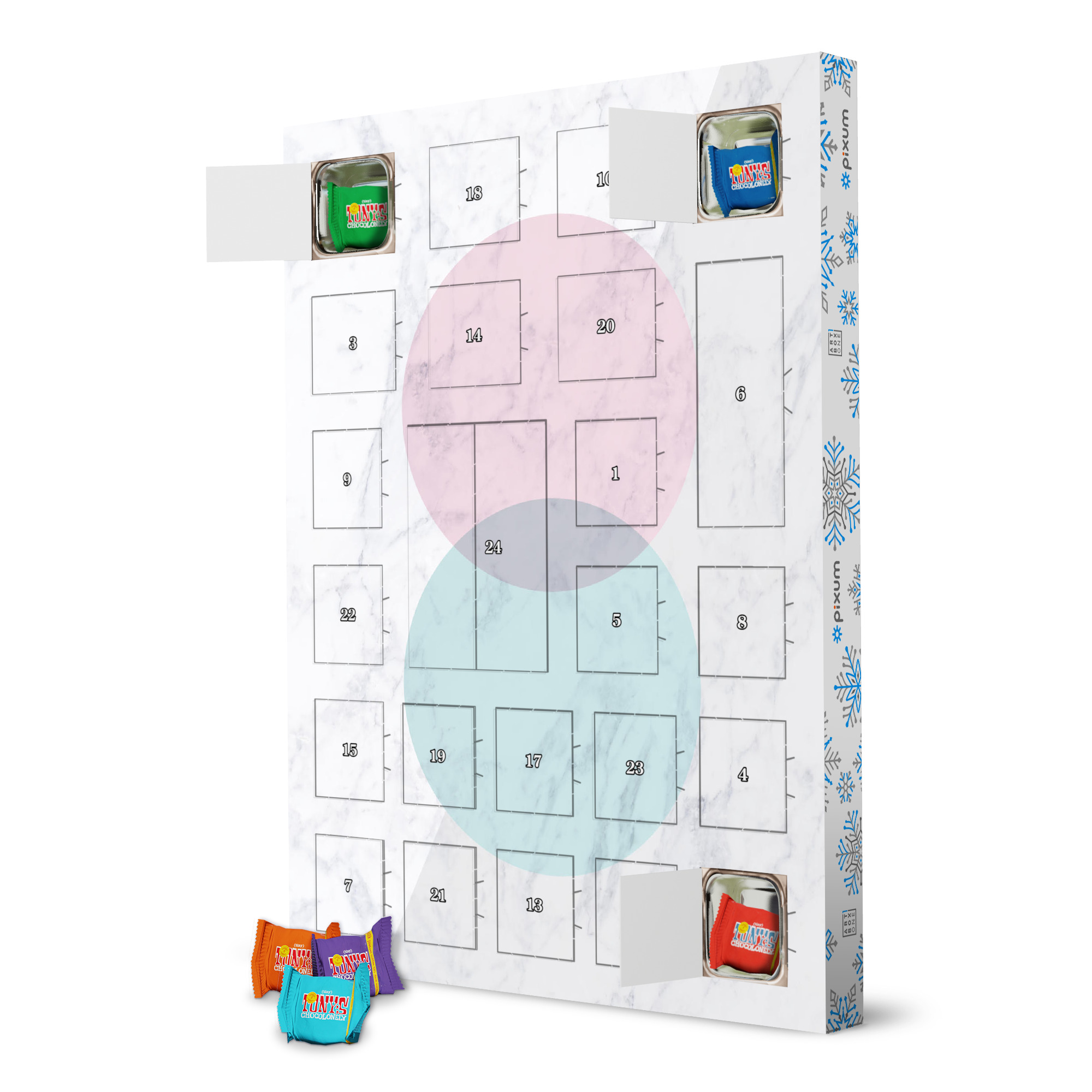 Adventskalender mit Tony's Chocolonely Geometric Marble Pink and Green artboxONE Adventskalender Geometrie