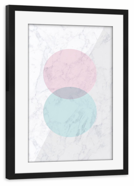 Poster mit Rahmen schwarz "Geometric Marble Pink and Green" artboxONE - Geometrie,Marmor