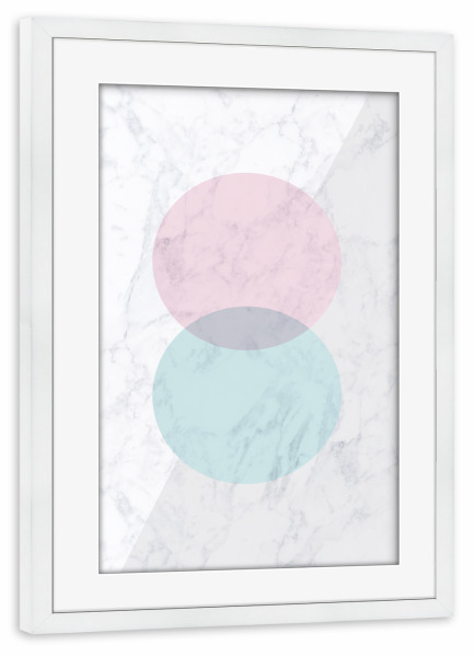 Poster mit Rahmen weiß "Geometric Marble Pink and Green" artboxONE - Geometrie,Marmor